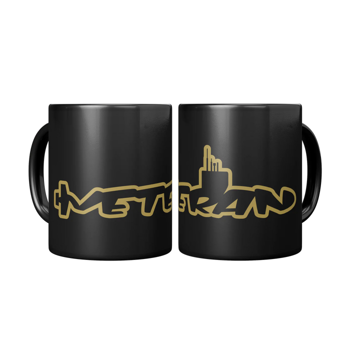 Veteran Coffee Mug in Shape of Submarine - Gold Color - Front & Back