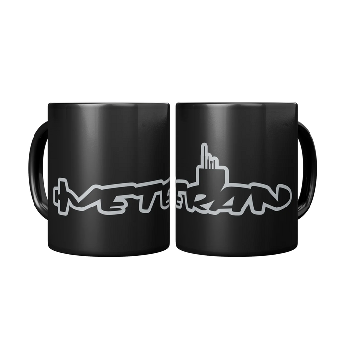 Veteran Coffee Mug in Shape of Submarine - Silver Color - Front & Back