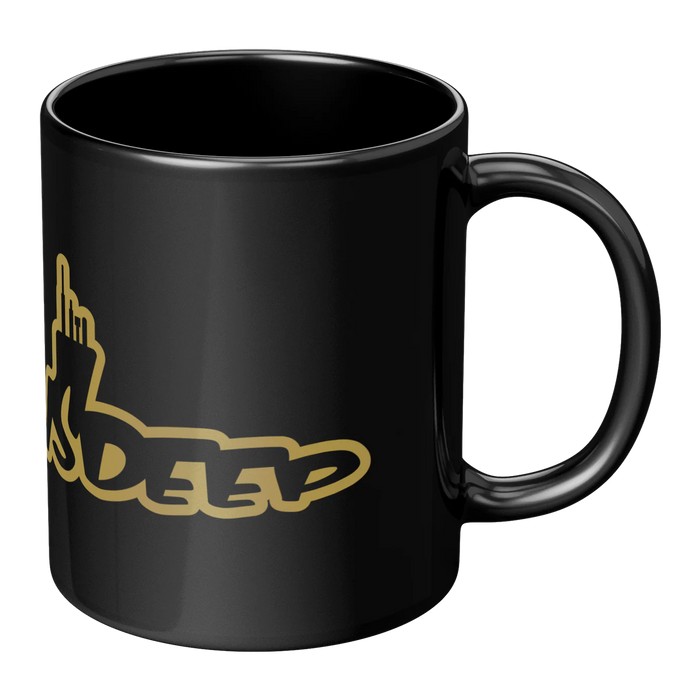 Pride Runs Deep Coffee Mug in Shape of Submarine - Gold Color - Handle on Right Side