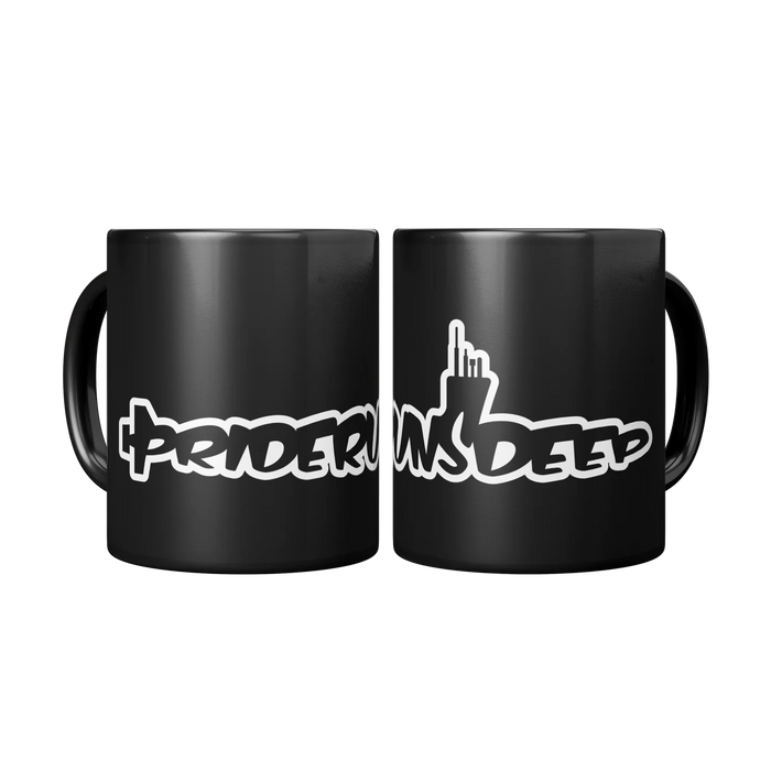 Pride Runs Deep Coffee Mug in Shape of Submarine - White Color - Front & Back